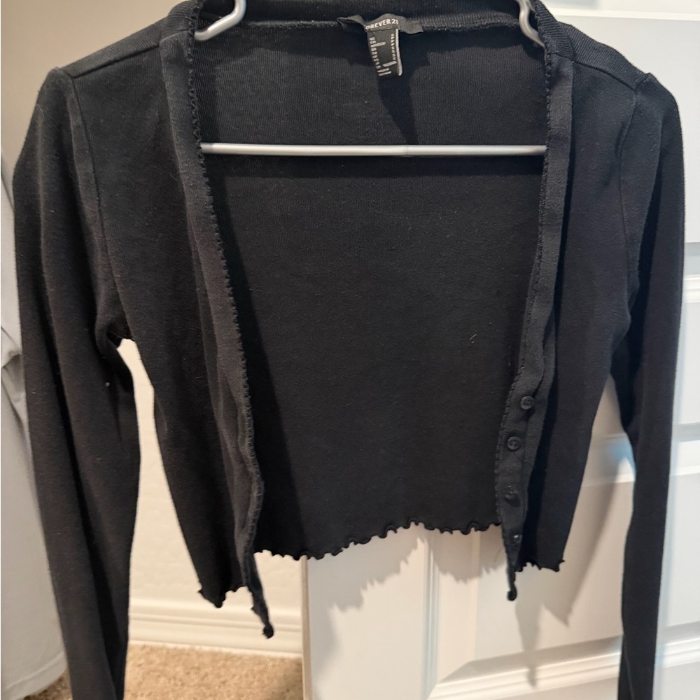 Black Cropped Cardigan